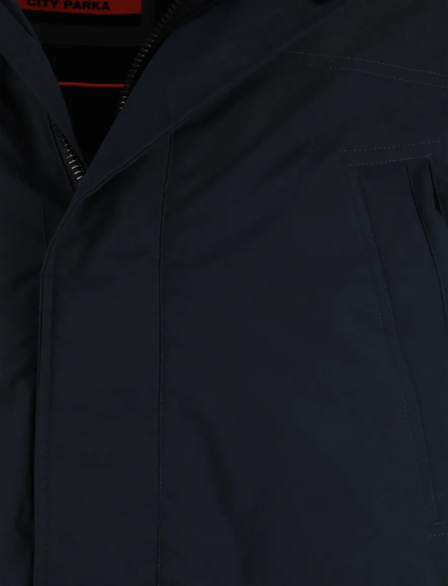 Superdry Winterjas Donkerblauw parka gevoerd waterafstotend