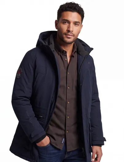 Superdry Winterjas Superdry Donkerblauw parka gevoerd waterafstotend