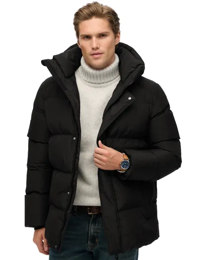 Superdry Superdry Winterjas Puffer Zwart rits en knopen sluiting
