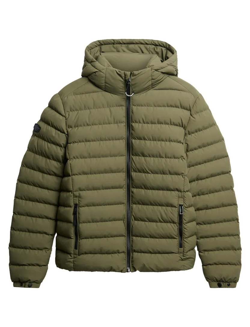Winterjas Superdry Slim fit Groen afneembare capuchon