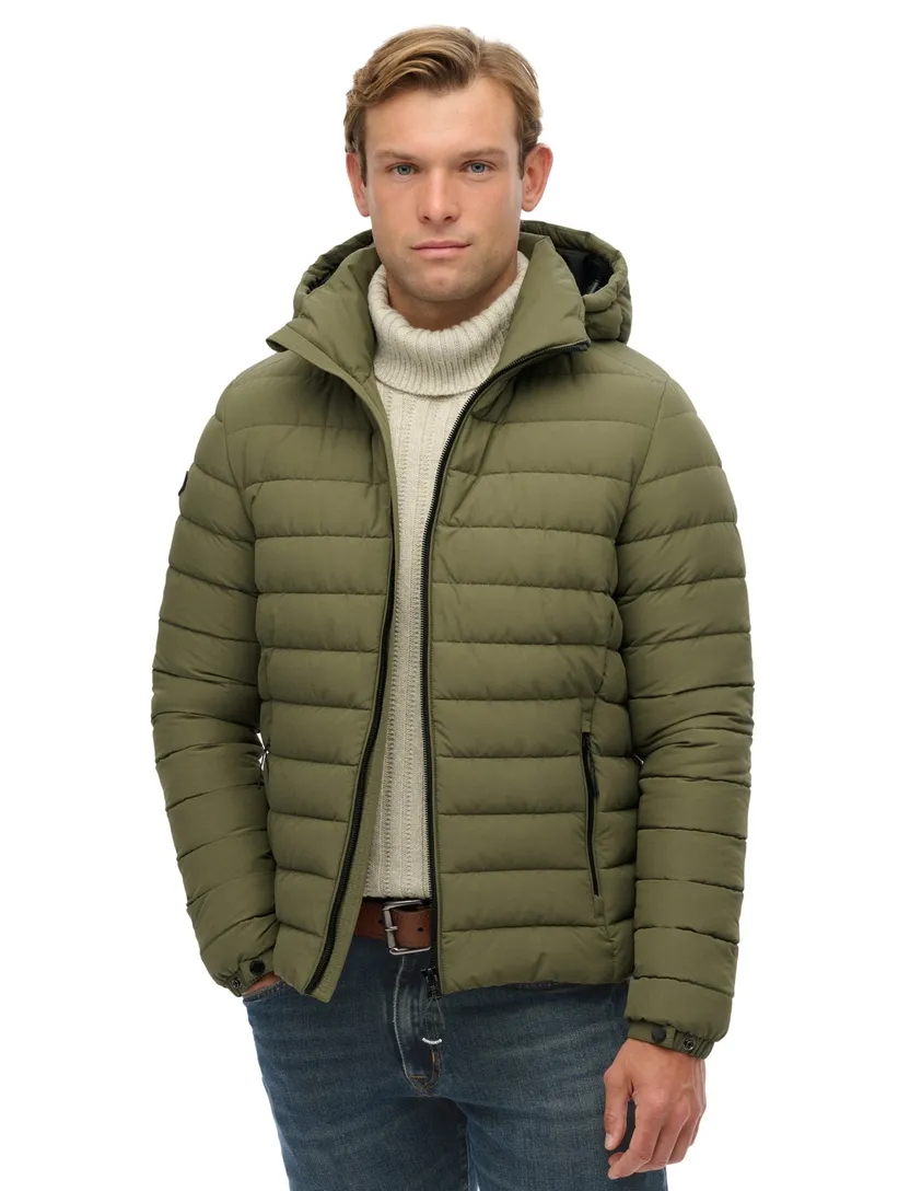 Winterjas Superdry Slim fit Groen afneembare capuchon