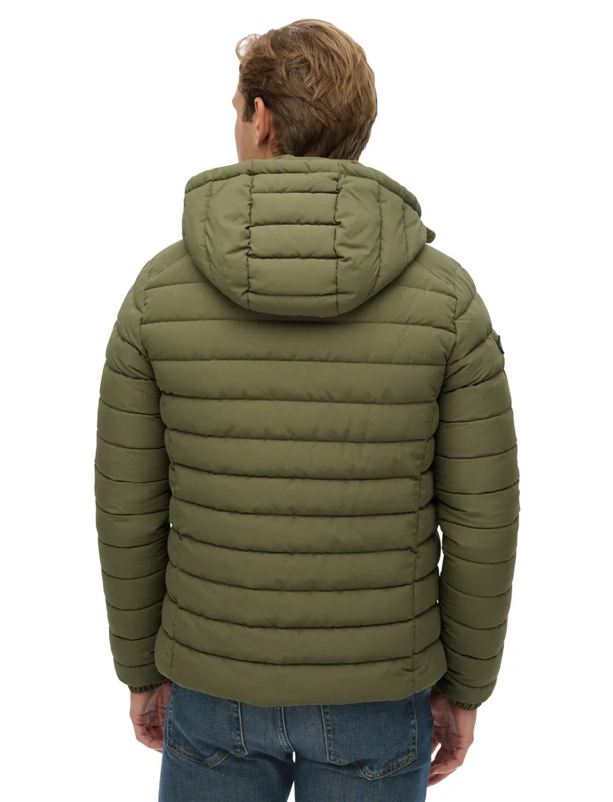 Superdry Slim fit Winterjas Groen afneembare capuchon