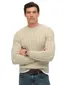 Superdry kabeltrui ecru acryl ronde hals