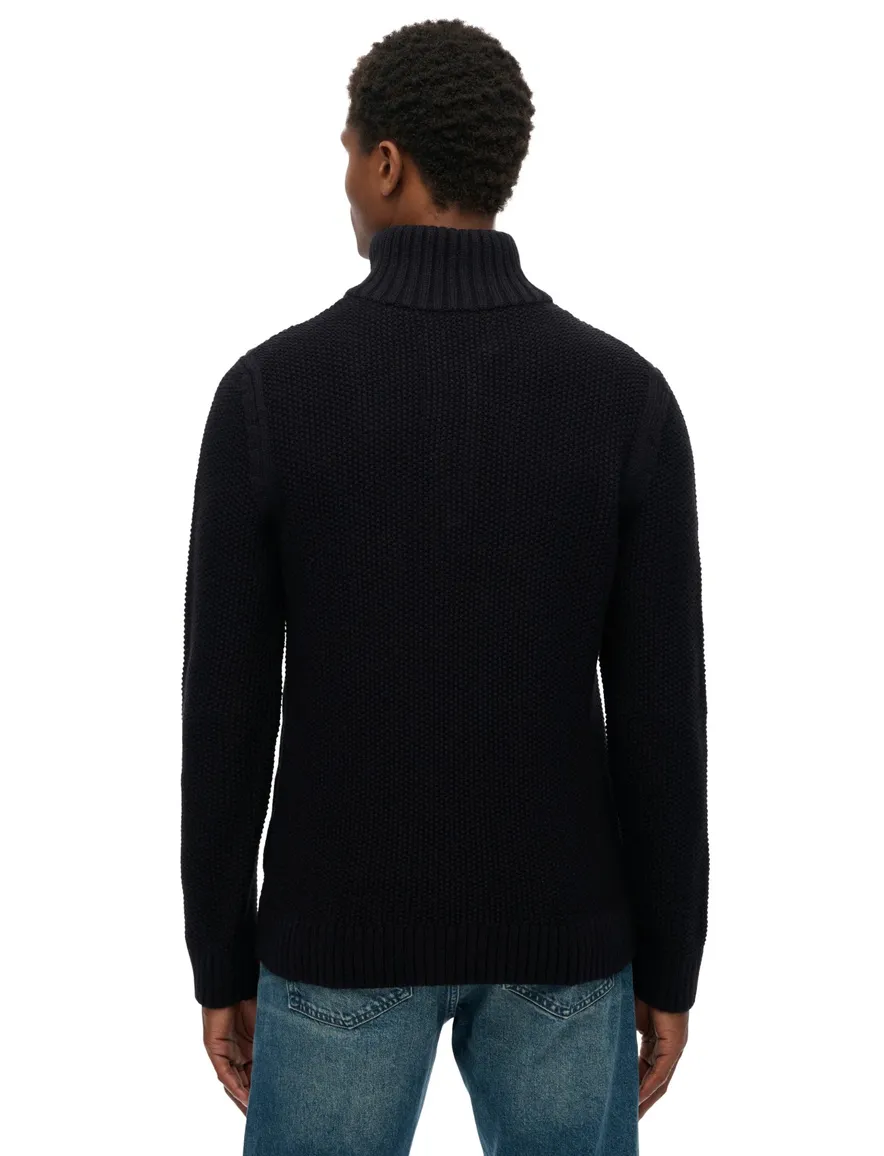 Superdry half zip trui donkerblauw acryl effen