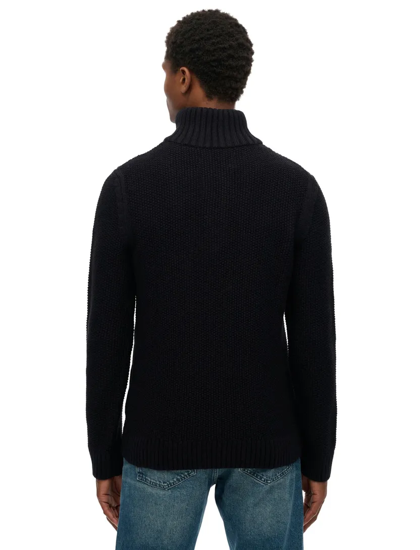 Superdry half zip trui donkerblauw acryl gebreid