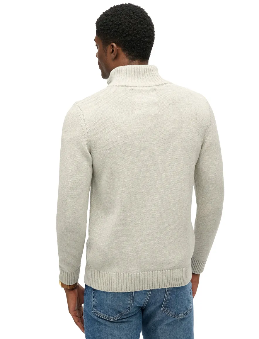 Superdry trui grijs half zip gebreid katoen