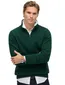 Superdry trui donkergroen katoen gebreid half zip effen