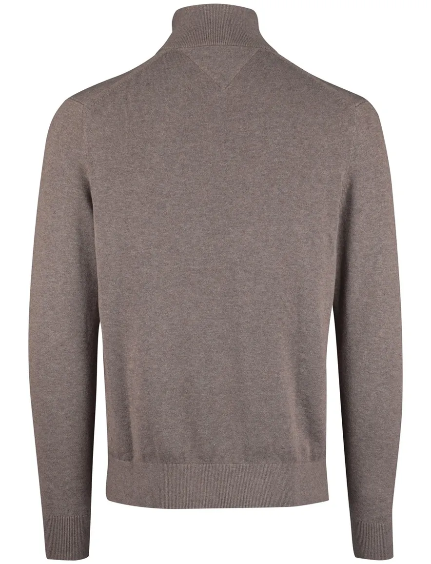 Tommy Hilfiger Half Zip bruin katoen gemêleerd
