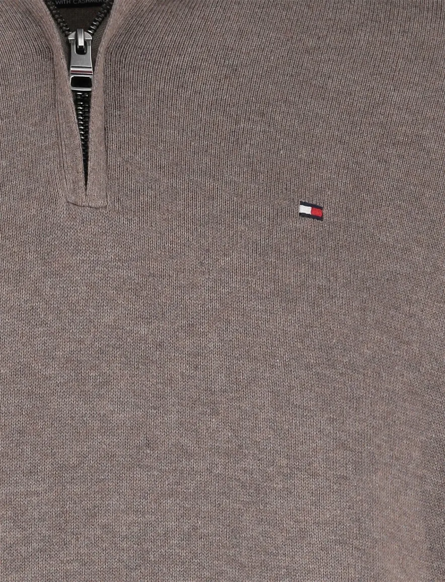 Tommy Hilfiger Half Zip bruin katoen