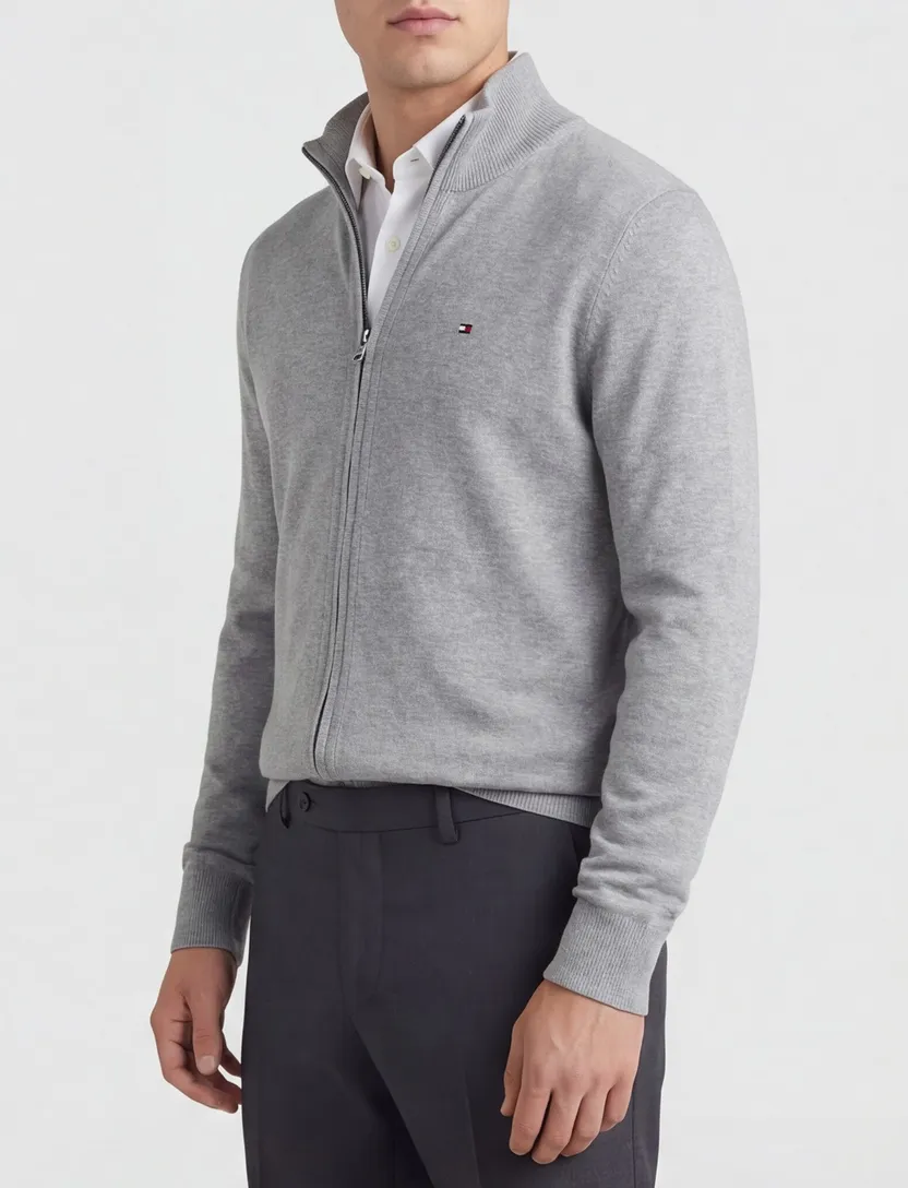 Tommy Hilfiger vest grijs katoen zonder capuchon