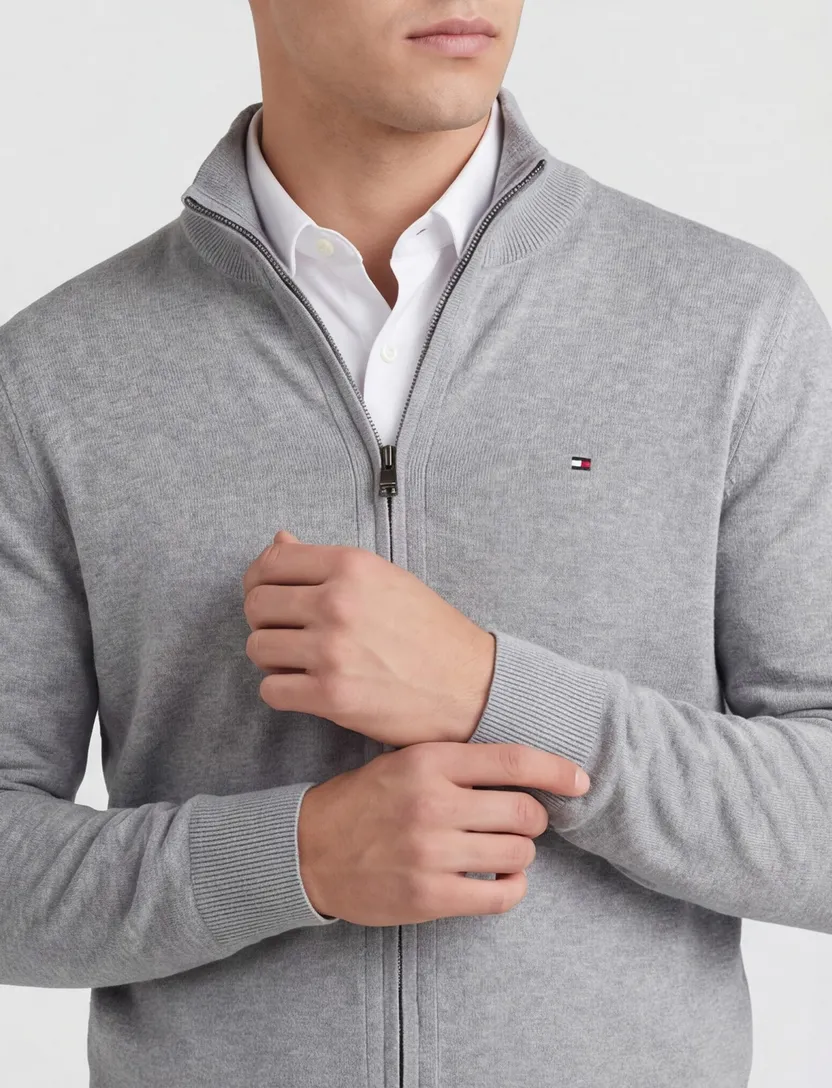 Tommy Hilfiger vest grijs katoen zonder capuchon
