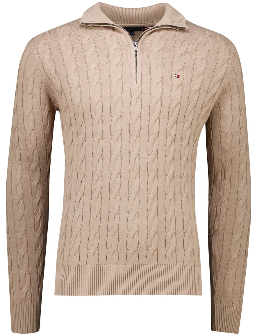 Tommy Hilfiger half zip trui bruin
