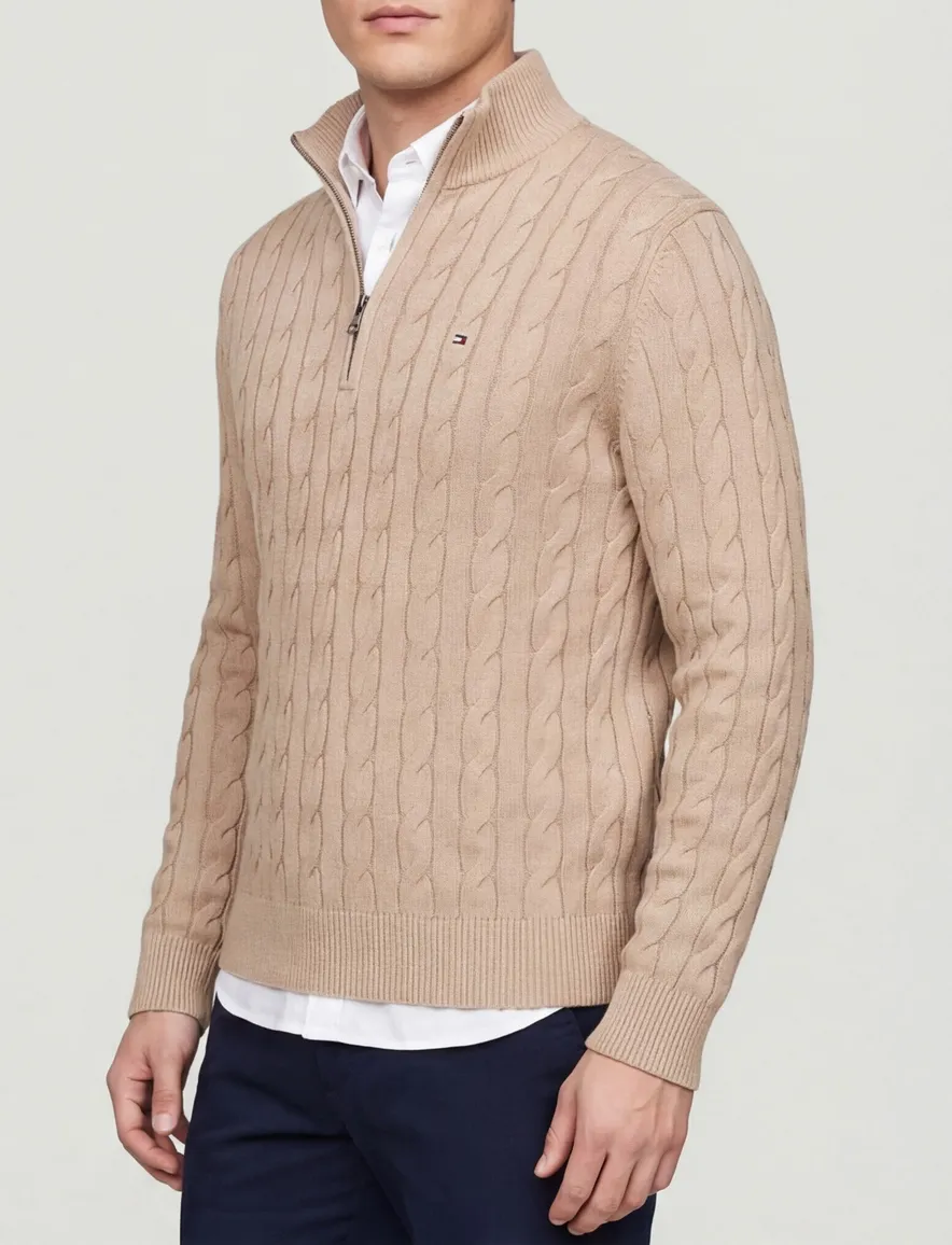 Tommy Hilfiger half zip trui bruin
