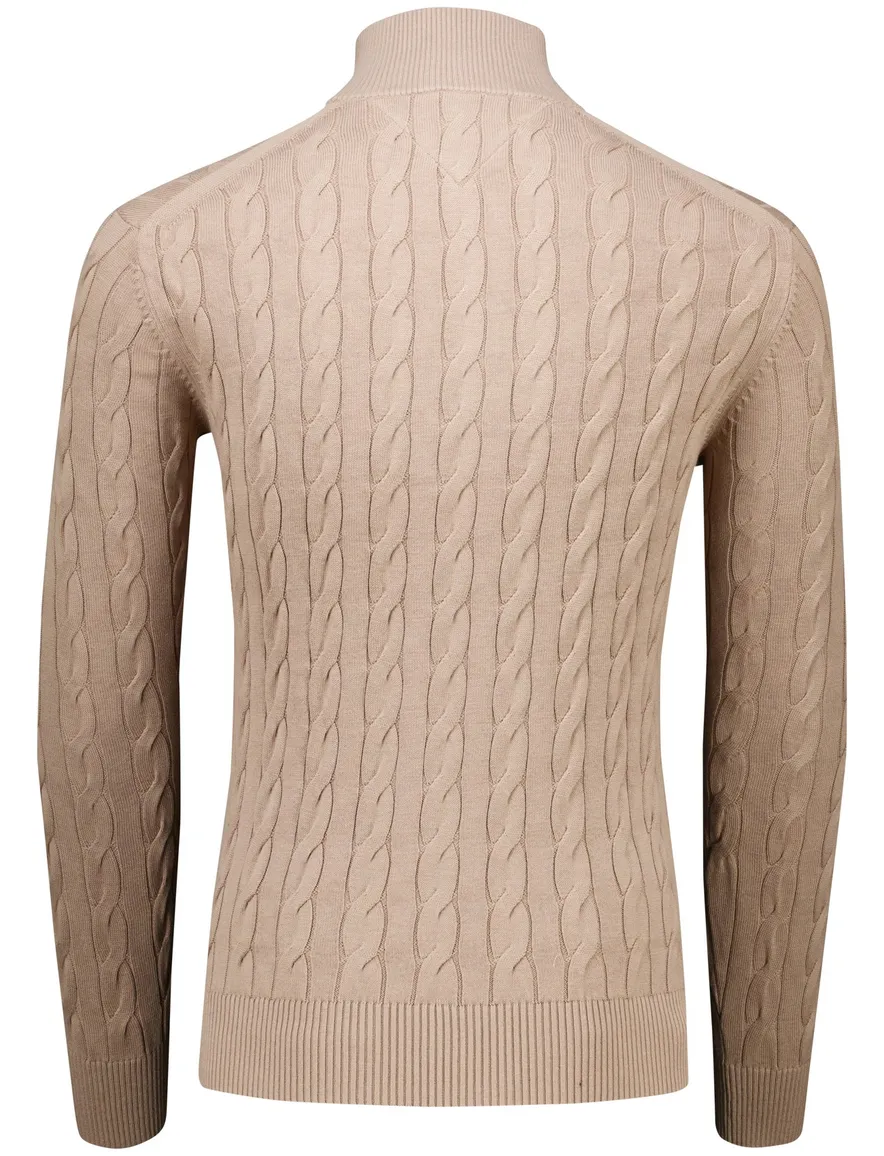 Tommy Hilfiger half zip trui bruin katoen