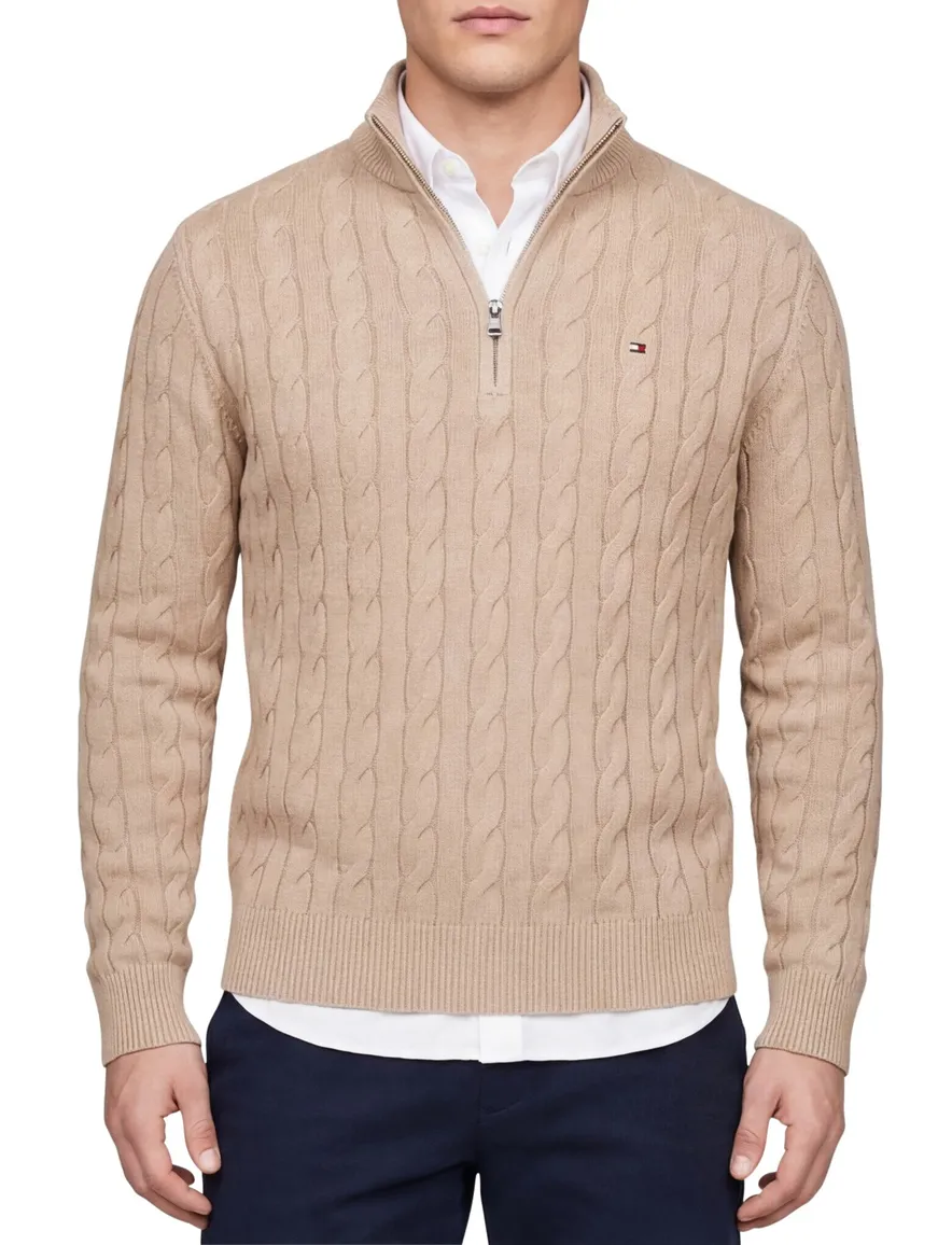 Tommy Hilfiger half zip trui bruin