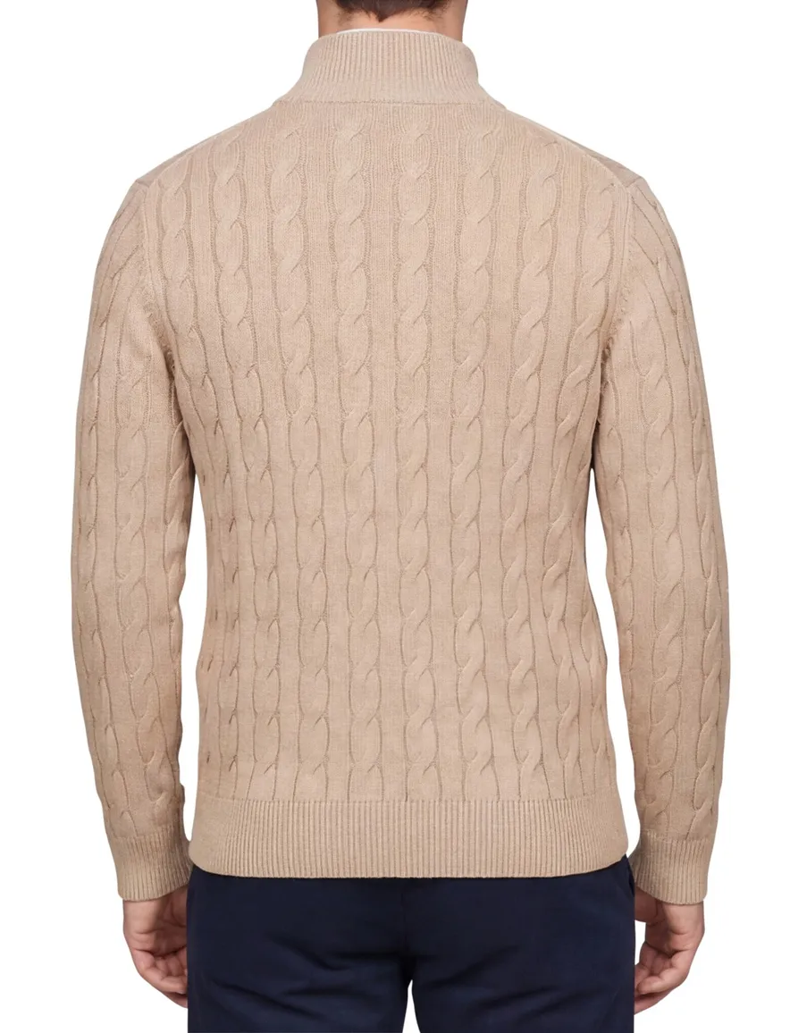 Tommy Hilfiger half zip trui bruin katoen