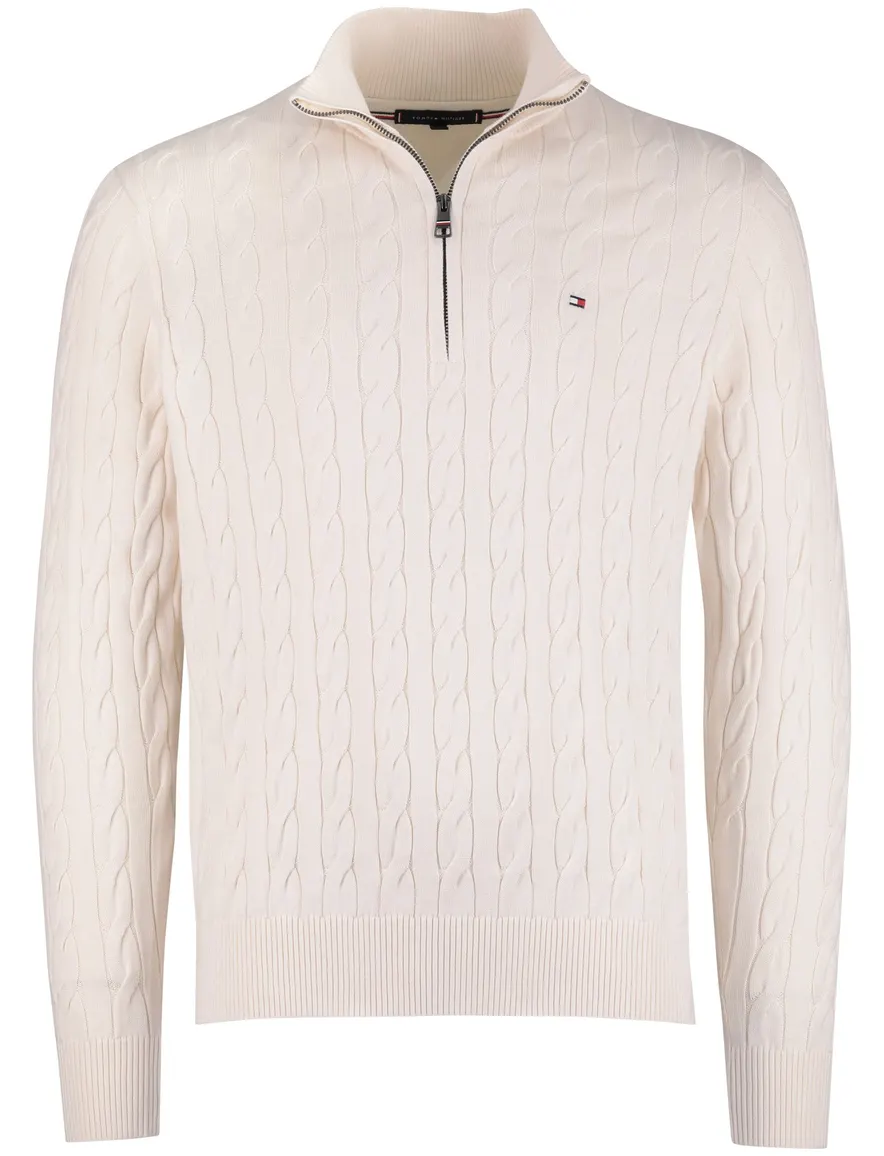 Tommy Hilfiger half zip trui wit