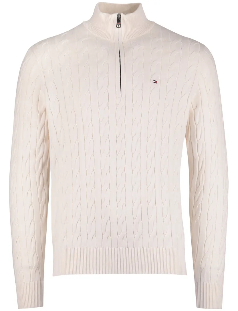 Tommy Hilfiger normale fit trui effen creme