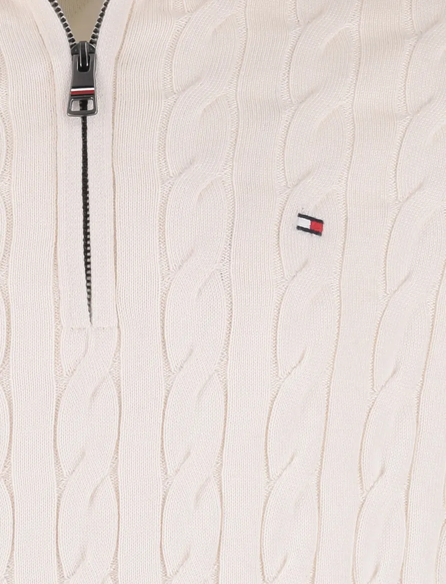 Tommy Hilfiger half zip trui wit