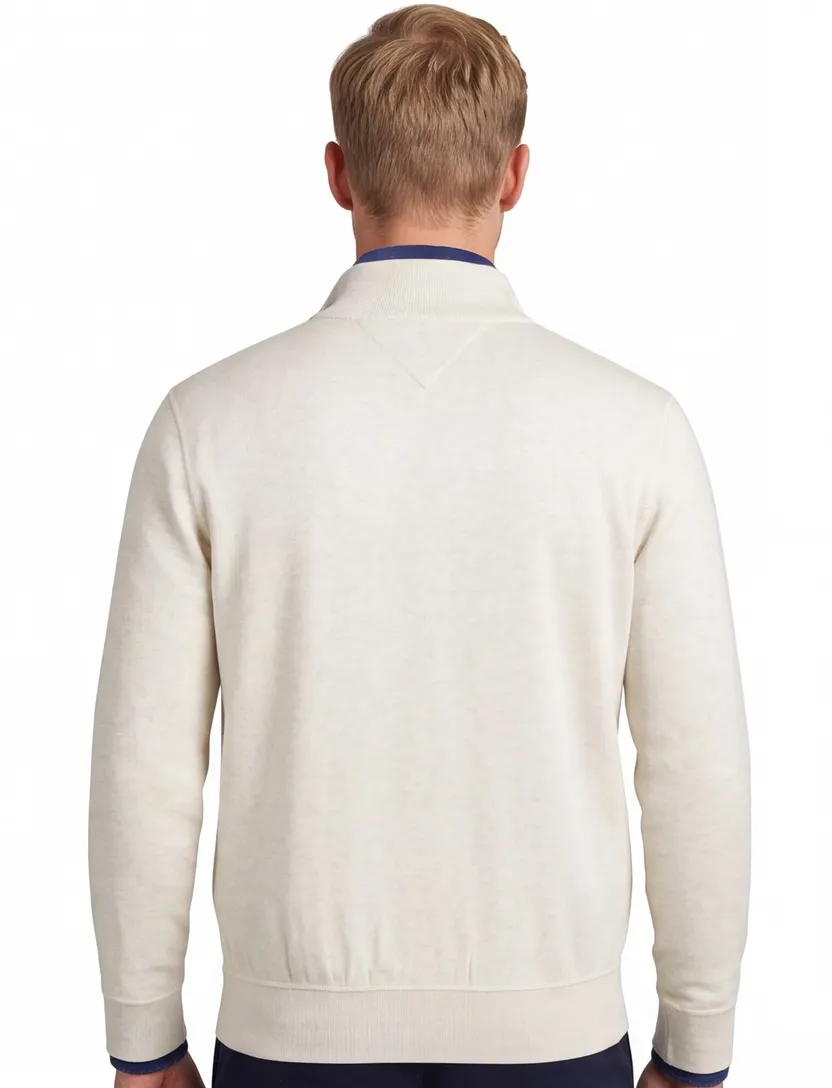 sweater Tommy Hilfiger creme gemeleerd katoen