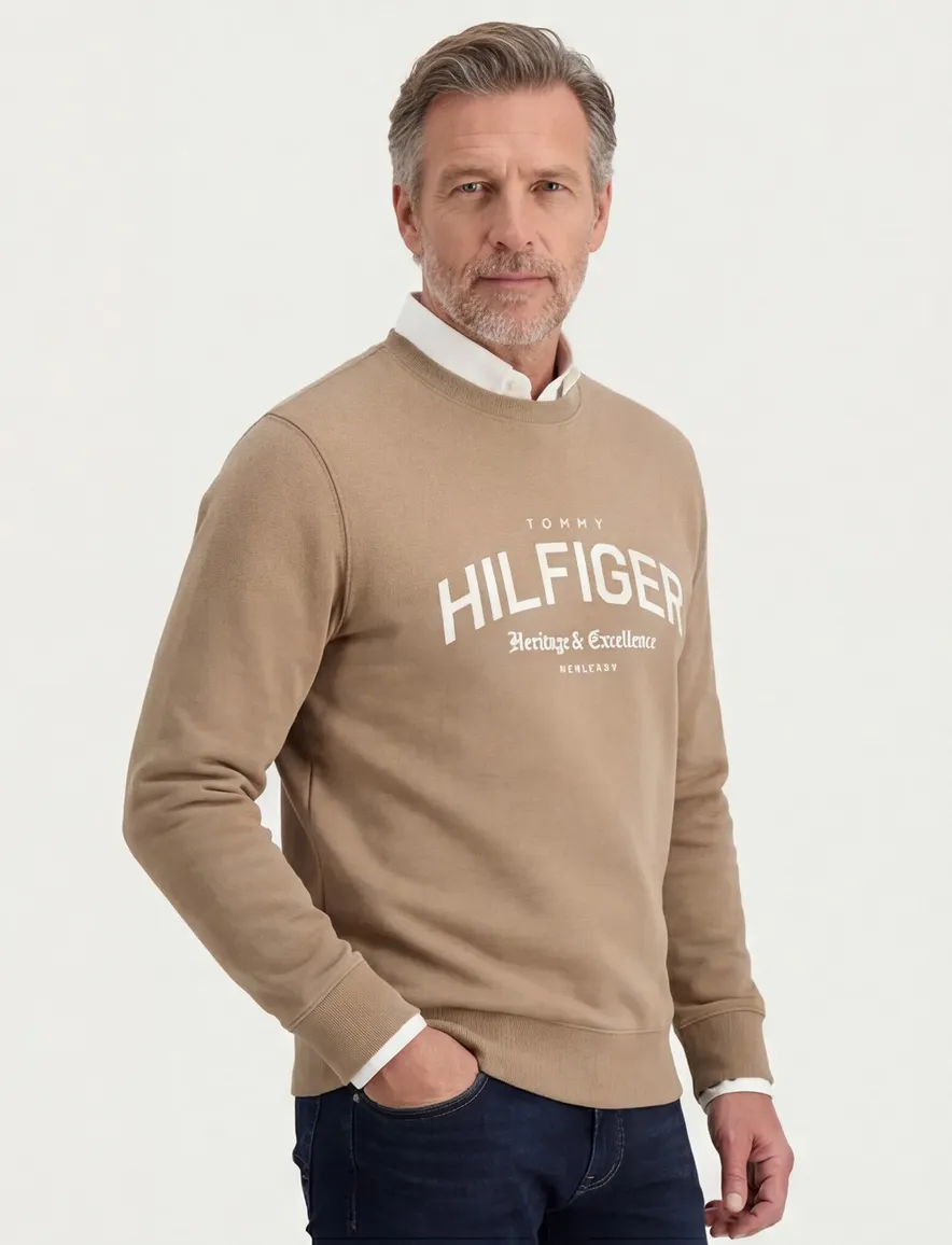 Tommy Hilfiger sweater bruin effen katoen