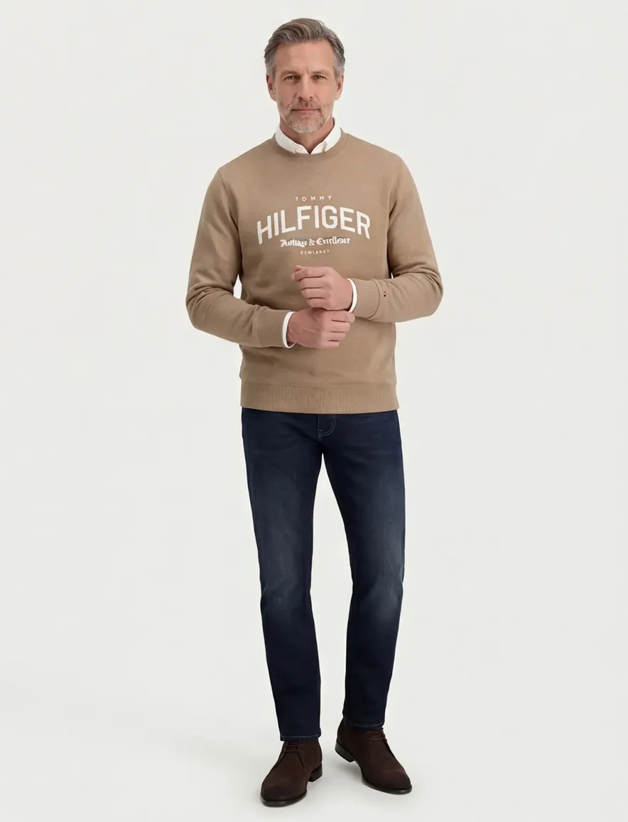 Tommy Hilfiger sweater bruin effen katoen