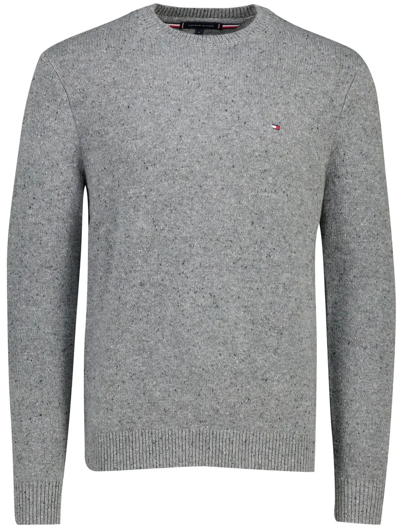 Ronde hals Tommy Hilfiger trui grijs lamswol
