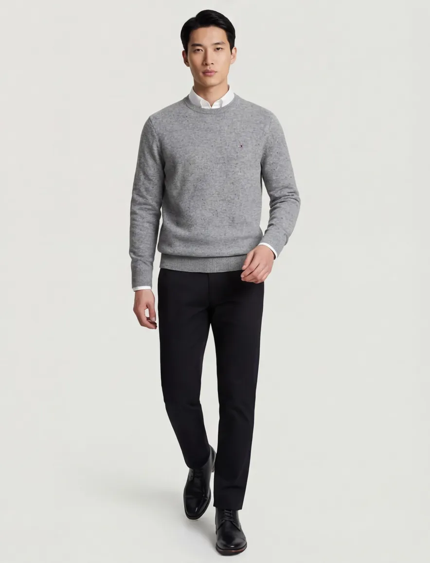 Lamswollen trui Tommy Hilfiger grijs