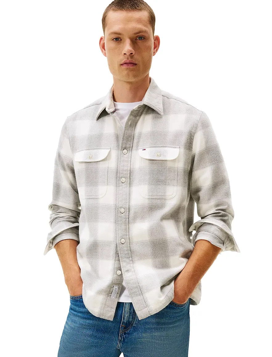 Tommy Hilfiger overshirt grijs geruit Plus Size