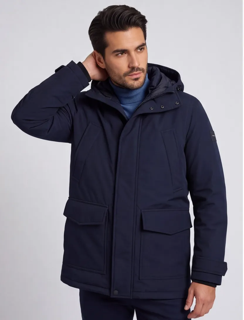 Tommy Hilfiger parka jas normale fit waterdicht donkerblauw