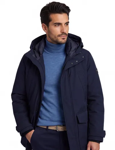 Tommy Hilfiger Tommy Hilfiger parka jas normale fit waterdicht donkerblauw