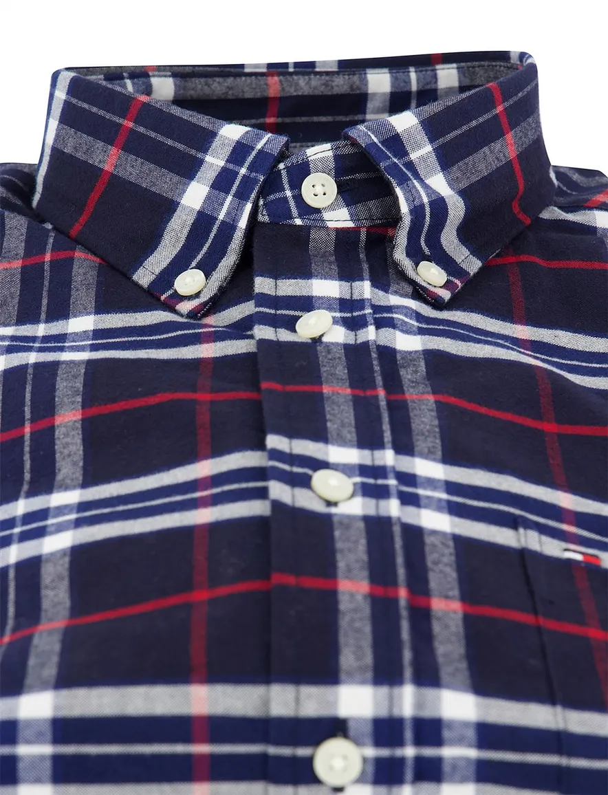 Tommy Hilfiger overhemd donkerblauw geruit katoen