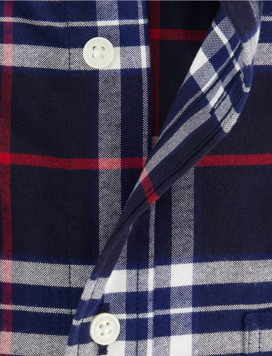 Tommy Hilfiger overhemd donkerblauw geruit katoen