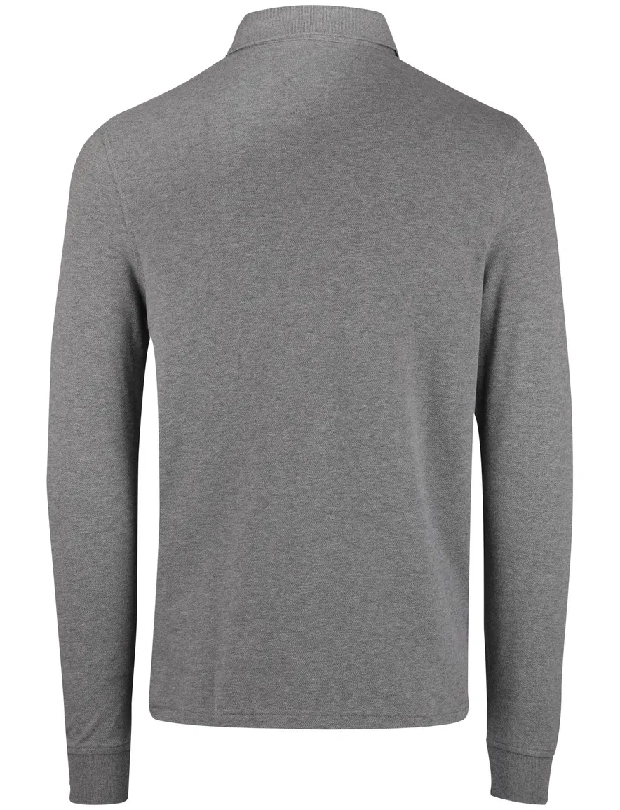Tommy Hilfiger polo lange mouw grijs gemêleerd