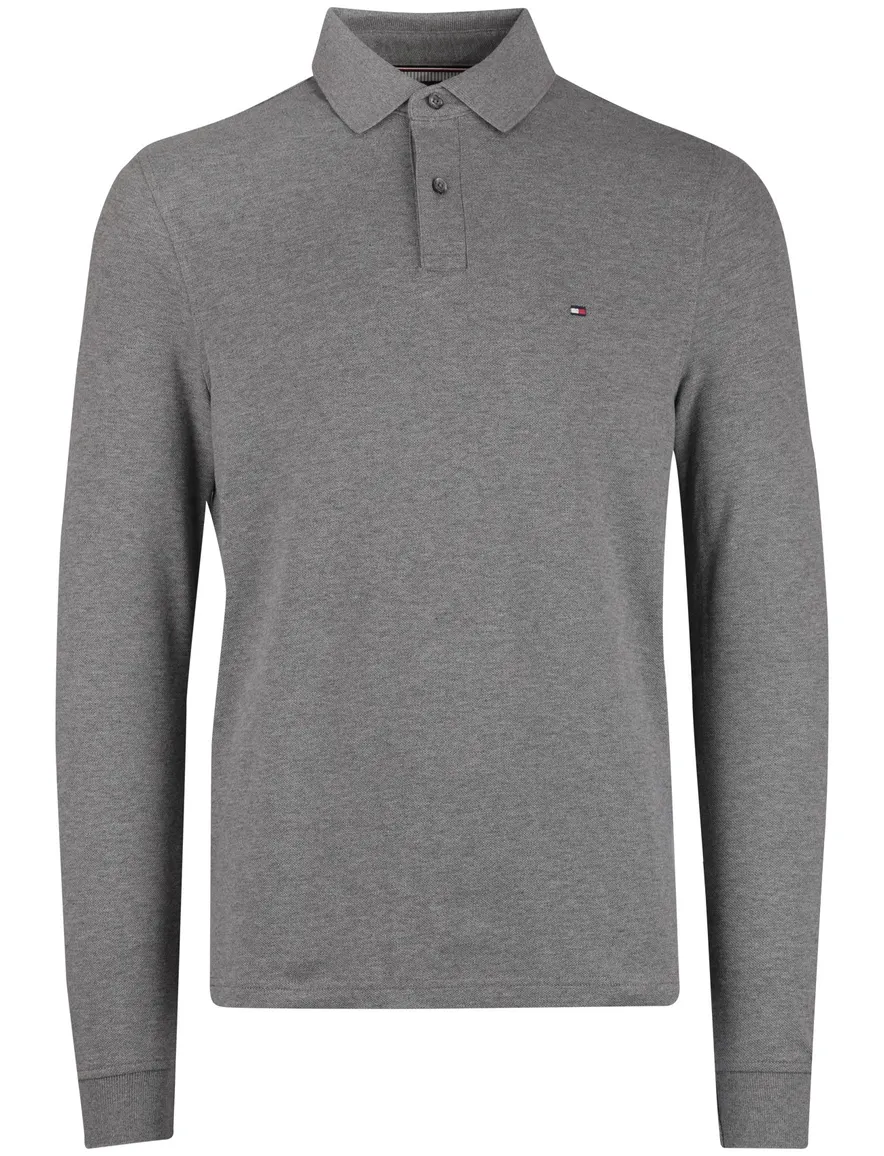 Tommy Hilfiger polo lange mouw grijs gemêleerd