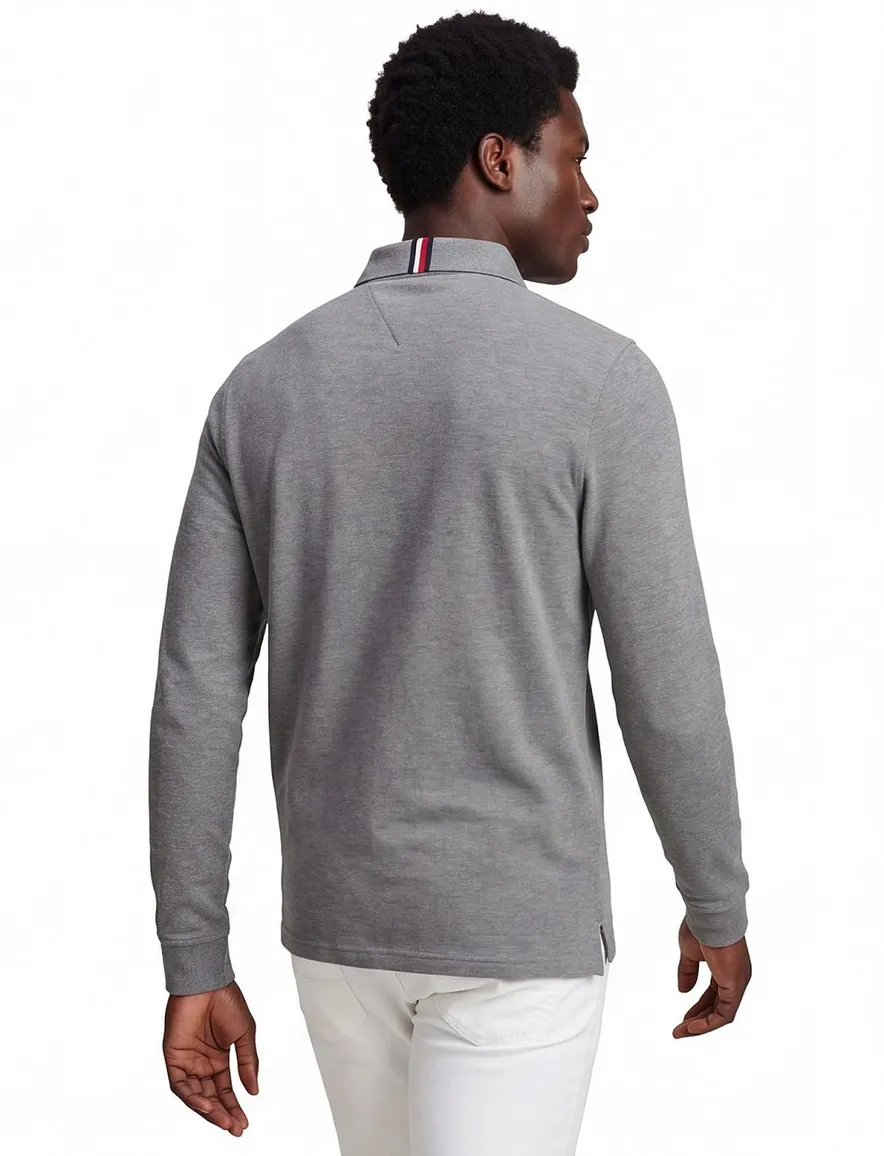 Tommy Hilfiger polo lange mouw grijs