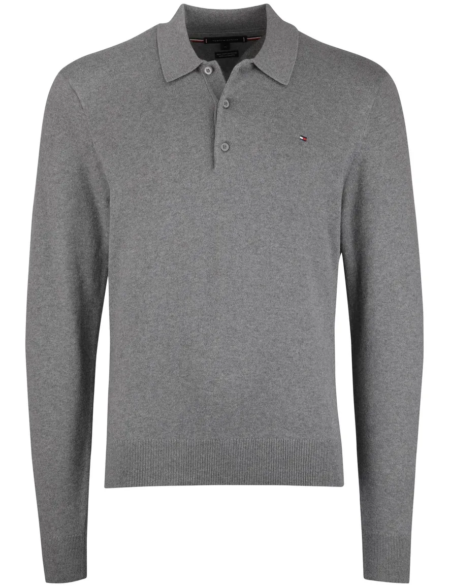 Tommy Hilfiger trui grijs katoen normale fit effen