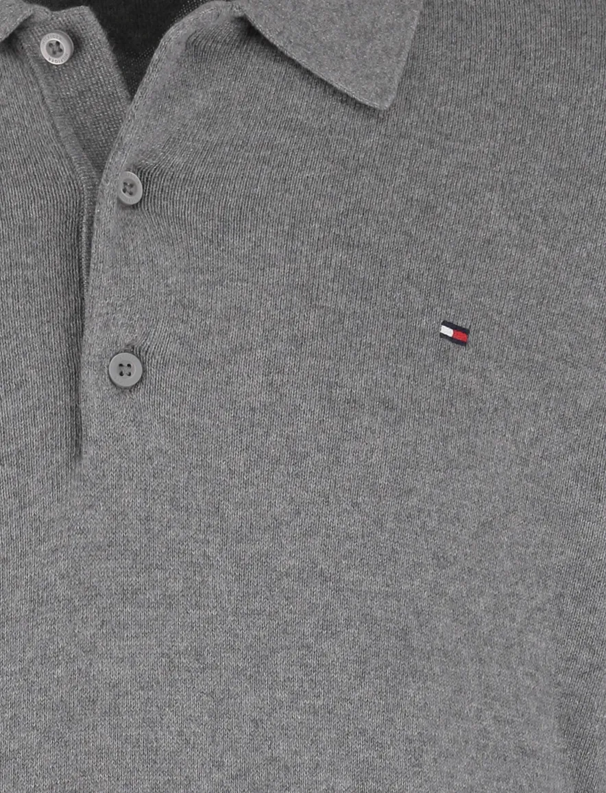 Tommy Hilfiger polo LM cotton blend cashmere grijs