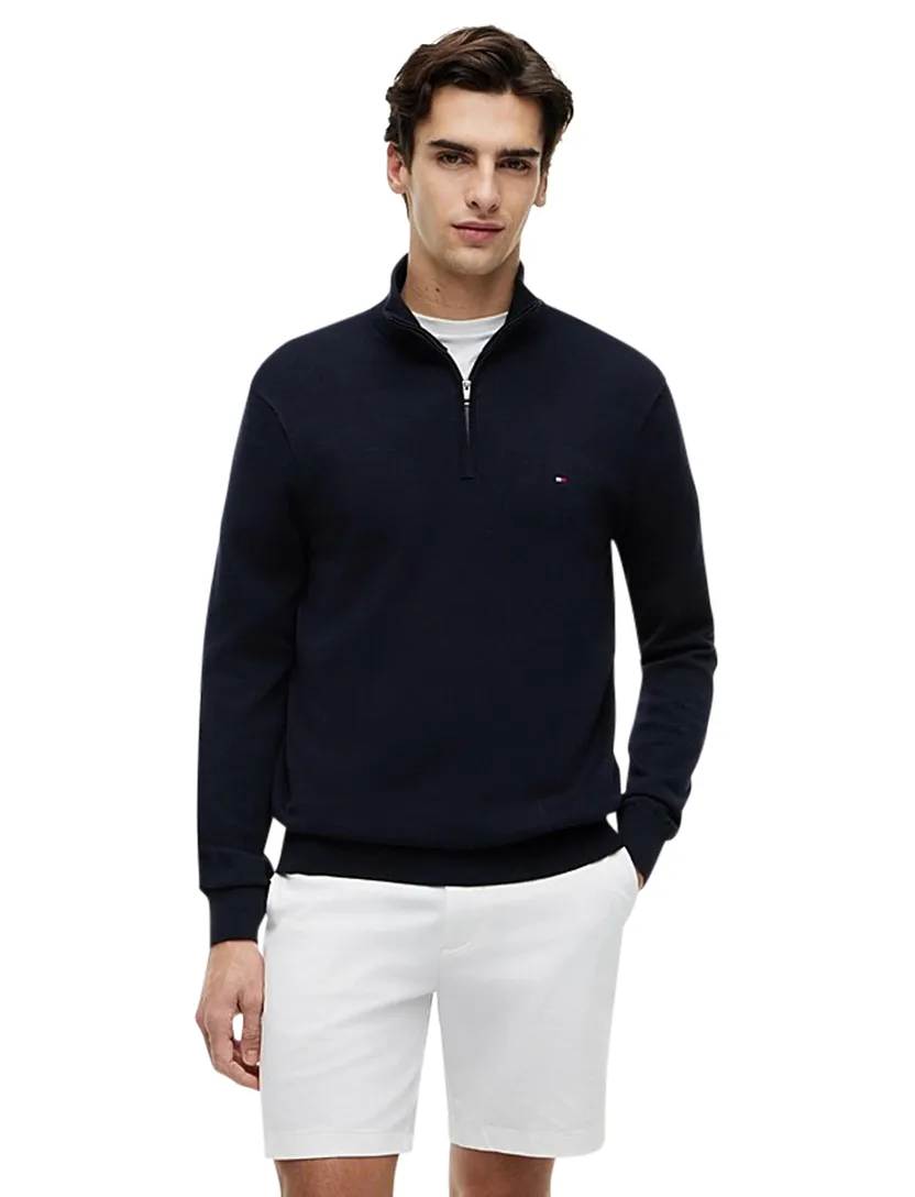 Katoenen half zip Tommy Hilfiger donkerblauw