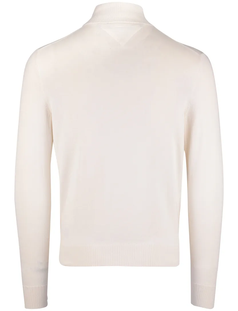 Tommy Hilfiger Half Zip trui creme 100% katoen