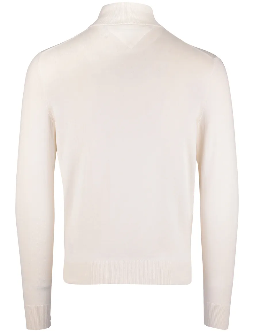 Tommy Hilfiger Half Zip trui creme katoen effen