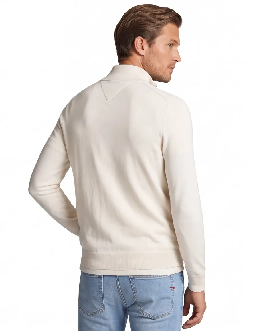Tommy Hilfiger half zip trui creme katoen