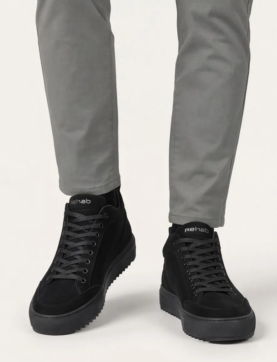 Rehab sneakers zwart nubuck leer