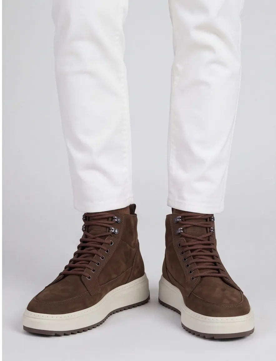 Rehab sneakers bruin nubuck leer rubberzool