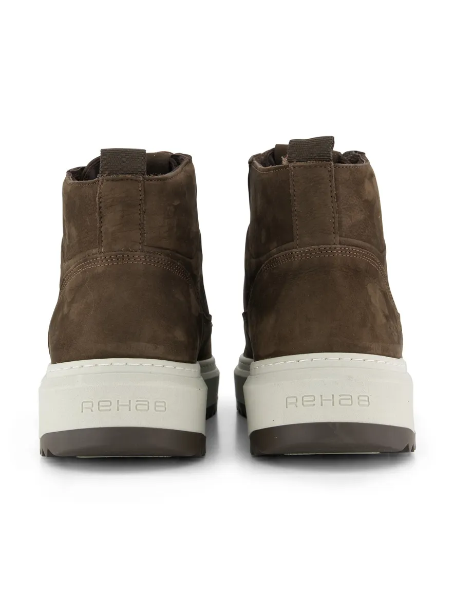 Rehab sneakers bruin nubuck leer rubberzool