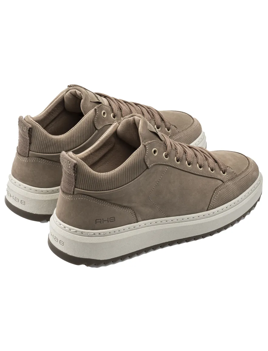 Rehab sneakers bruin leer en rubber effen