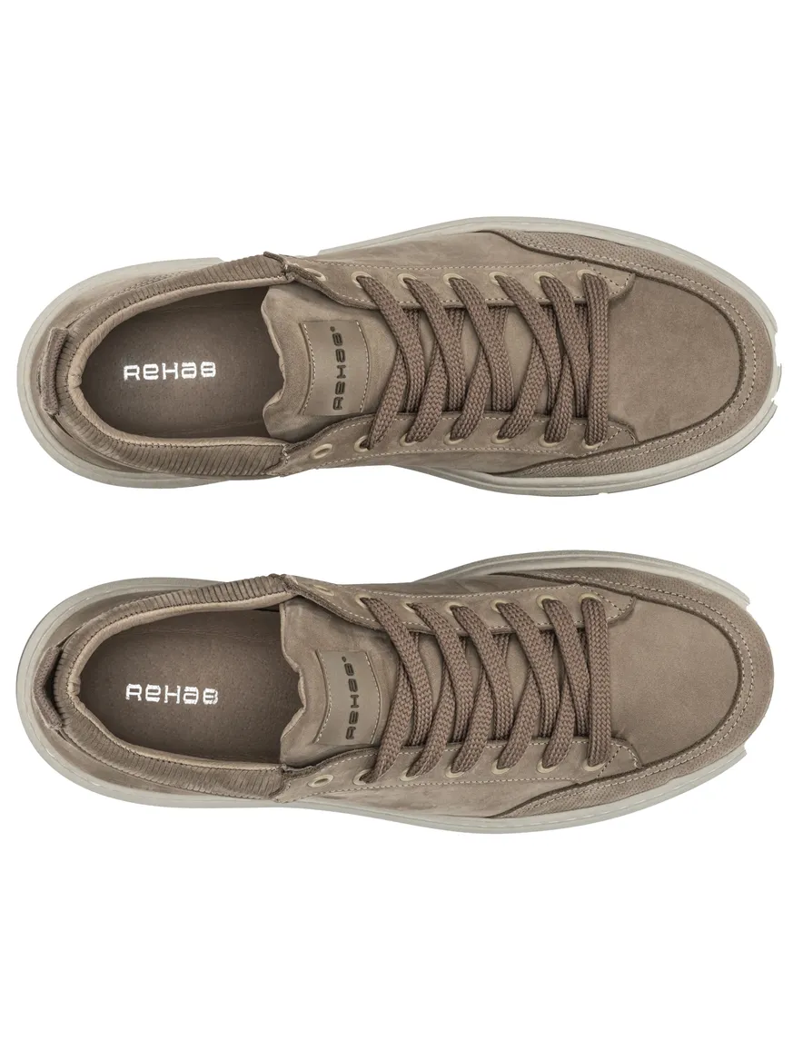 Rehab sneakers bruin leer en rubber effen