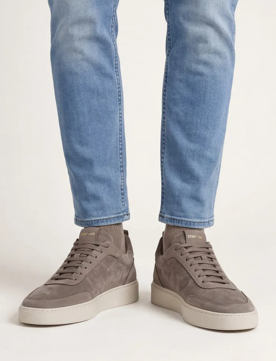 Rehab sneakers beige nubuck leer suede