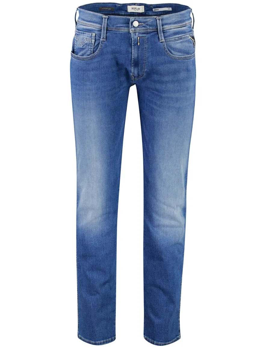 Replay 5-pocket anbass jeans blauw katoen