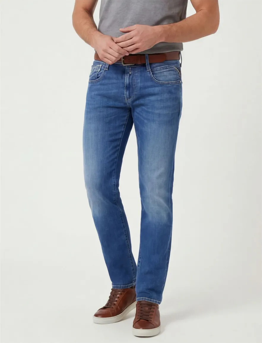 Replay 5-pocket anbass jeans blauw katoen